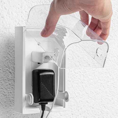 Bates- Baby Safety Outlet Cover Box, Clear Door, Baby Proof Outlet Covers, Plug Covers for Electrical Outlets