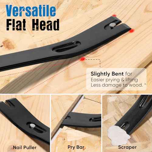 SHALL 15'' Flat Pry Bar, Heavy-Duty Nail Puller Crowbar, High-Carbon Steel Utility Claw Bar, Wonder Bar, Corrosion Resistant Nail Remover Pry Tool for Baseboard Removal, Home Remolding & Woodworking