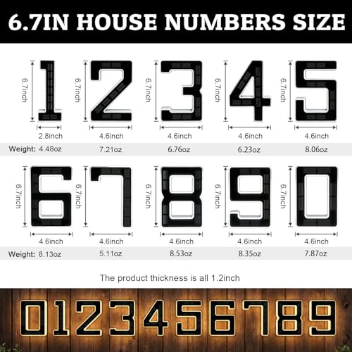 CARPESUN 6.7" Solar Powered House Numbers - Waterproof LED Address Sign, Black (2-Pack)