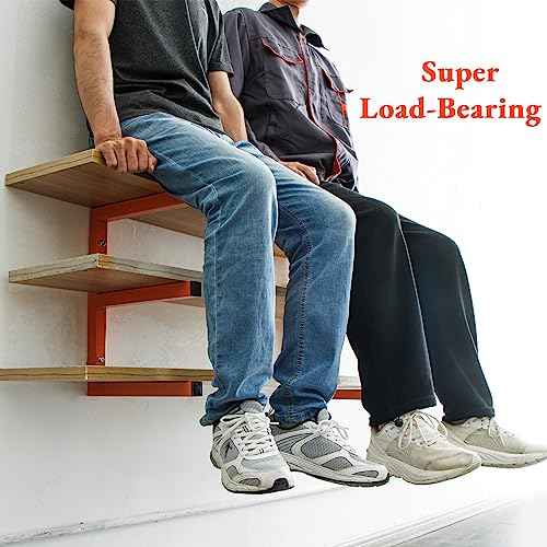 Lumber Storage Rack Wall Mount, Heavy Duty Metal Wood Organizer with 3-Level Each Shelf Holds Up 200 Lbs, Indoor & Outdoor Use