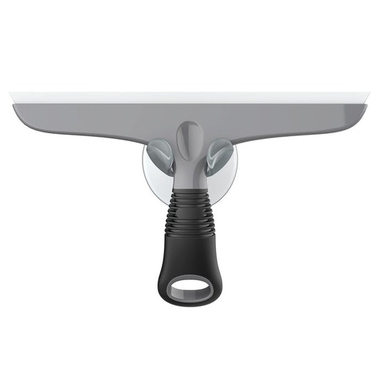 MR.SIGA Multi-Purpose Silicon Squeegee for Window, Glass, Shower Door, Car Windshield, Heavy Duty Window Scrubber, Includes Suction Hook, 10 inch, Gray & Black, 1 Pack