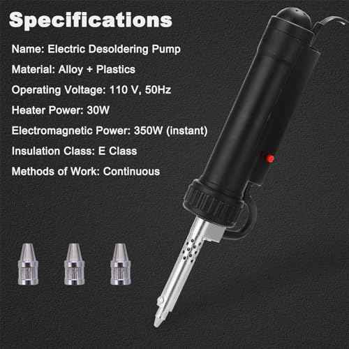Electric Solder Sucker Vacuum,Automatic Desoldering Pump,Black Desoldering Tool For One-Handed Use And Reliable Suction,Designed for extended use Tin Removal Work Ac110v 30w Desoldering Gun