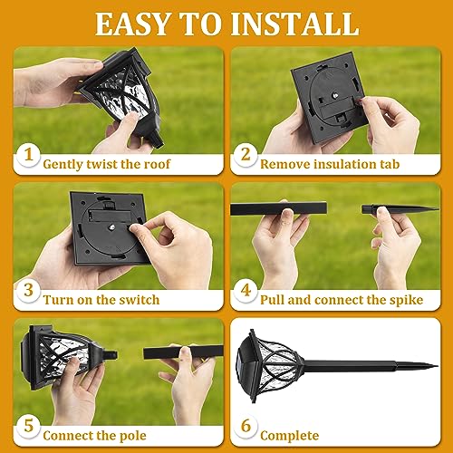 GIGALUMI 6 Pack Solar Garden Lights Waterproof Outdoor Pathway Lighting - Warm White