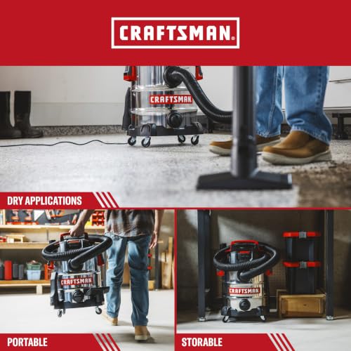 CRAFTSMAN 10 Gallon Wet Dry Vac 6.0 Peak HP Stainless Steel Shop Vacuum