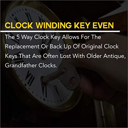 Brass Clock Winding Key Set - 5 Sizes for Antique & Wall Clocks