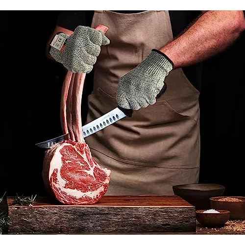 Cutting Gloves, 2 Pairs of Cut Resistant Gloves Food Grade, Cut Resistant Gloves for Kitchen, Oyster Shucking, Fish Fillet Processing, Carving Wood and Gardening(Medium-Grey)