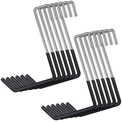 12 Pack Heavy Duty Rafter Hooks for Hanging Vinyl Coated Large S Hooks for Hanging Ladder Bike Hangers Garage Storage Organizer Black