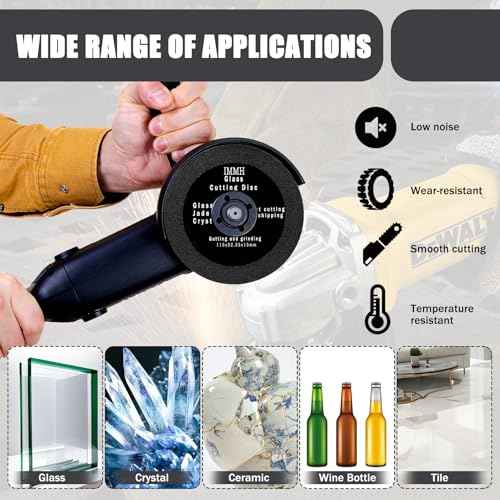 5Pack 4.5-Inch Glass Cutting Disc, Diamond Blade for Angle Grinder, Ultra-Thin Diamond Blade Cutting Disc for Grinding Glass, Jade, Crystal, Wine Bottles, Tile, Compatible Dry & Wet