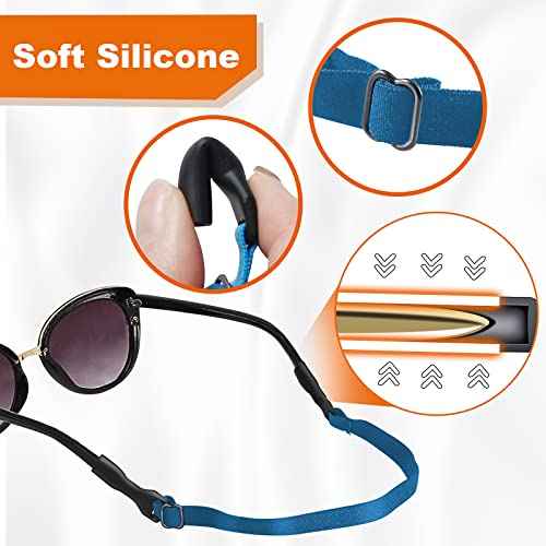 Adjustable Glasses Strap-6 Pack No Tail Eyeglass Straps Eyewear Retainer Sport Unisex Sunglass Straps Holder(8.2 IN)
