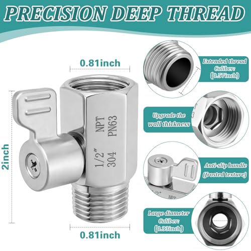 Carvedexquisitely 1 Pack Stainless Steel Shower Head Shut Off Valve 1/2" NPT Water Flow Control