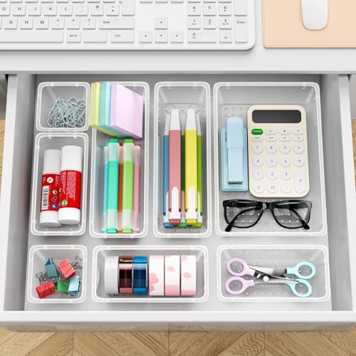 Milky 12-Piece Drawer Organizer Set for Cosmetics & Office Supplies