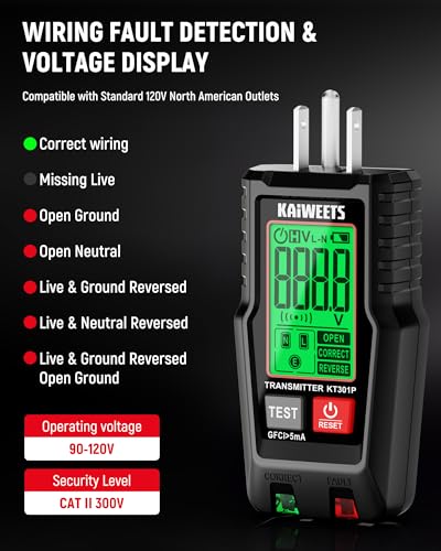 KAIWEETS Circuit Breaker Finder with LCD Display and GFCI Outlet Tester