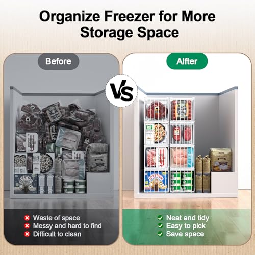 MSERCUOR White 6-Pack Deep Freezer Organizer Bins for 5/7 Cu Ft Chest Freezers