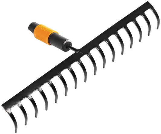 Fiskars 1000654 16 Teeth Rake, Tool Head, Width 40 cm, Hardened Steel Teeth, Black/Orange, QuikFit