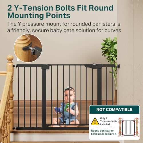 Cumbor 30-48 Inch Baby Gate for Stairs & Doors, Auto-Close, Black