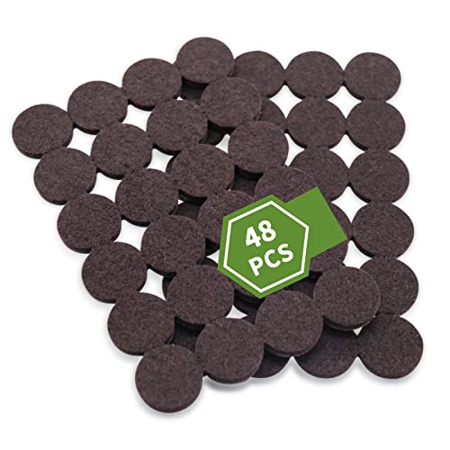 Covercorner 48PCS 1 Inch Round Felt Furniture Pads for Hardwood Floors, Brown