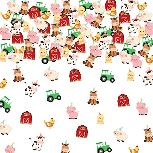 Kreatwow Farm Animal Baby Shower Confetti for Table Red for Girls Farm-Animal Themed Stickers for Baby Shower Gender Reveal Barnyard Party Decoration