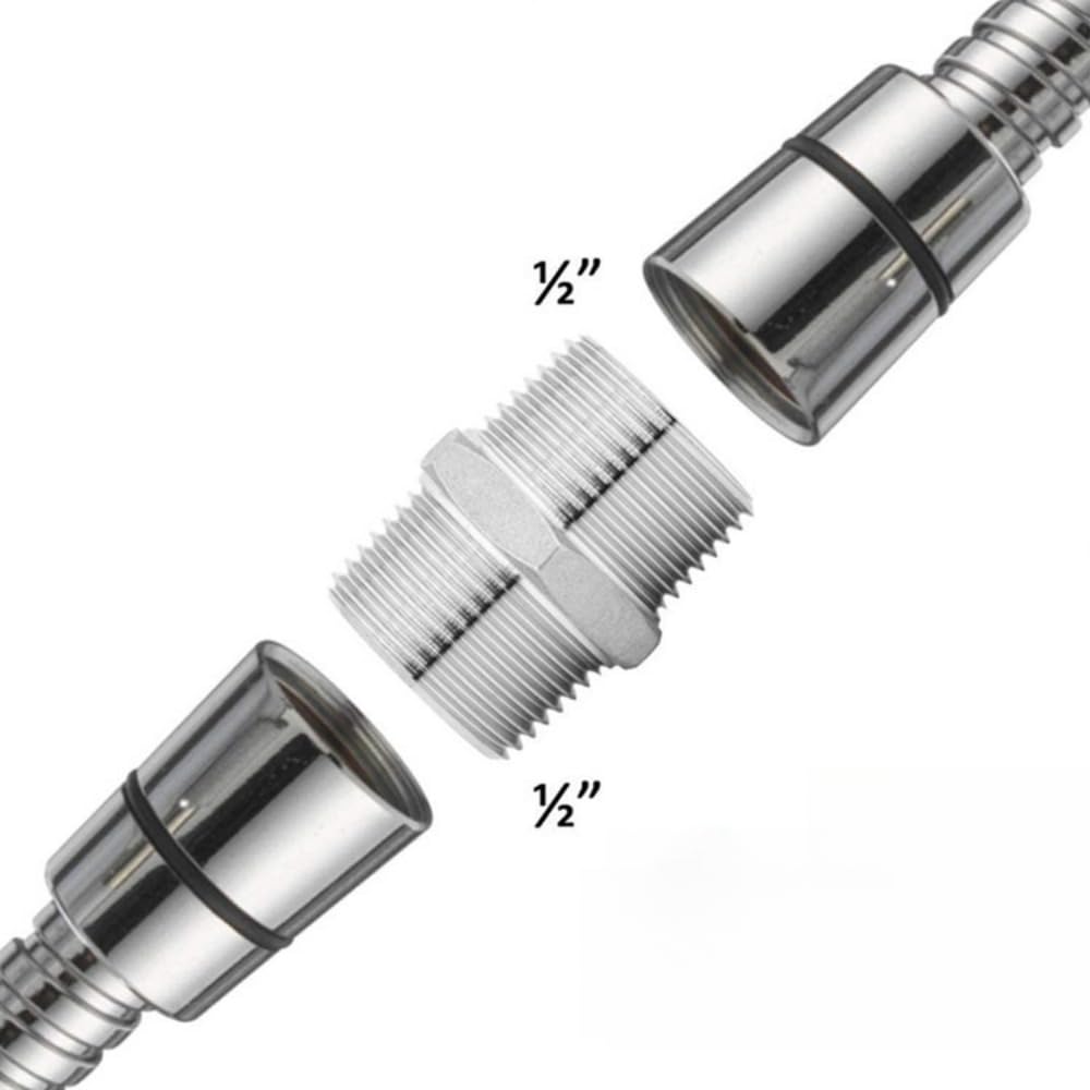 2PCS Shower Hose Extension Connector, Male NPT 1/2 to Male NPT 1/2 Shower Hose Extender Fitting Extra Long Joint, Used to Connect Two Hoses