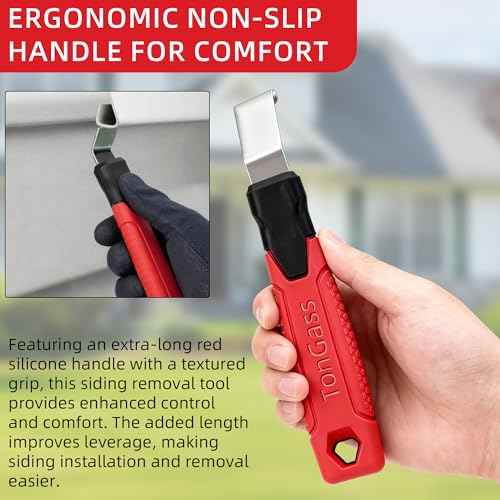 TonGass Vinyl Siding Removal Tool with Extra Long Non-Slip Grip Handle, Steel Blade Vinyl Installation and Removal Tool, The Ultimate Vinyl Siding Zip Tool, Avoid Damaging Vinyl Siding Tool