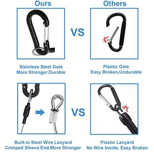 Lix&Rix Coiled Lanyards with Carabiner, Ring and Quick Release Detachable Buckle for Fishing Equipment Keys, Cards, Tools