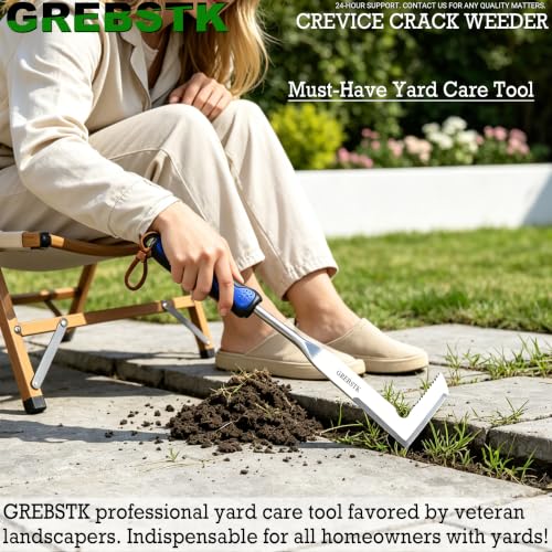 GREBSTK 12in Manual Weeder - Stainless Steel Crack & Crevice Weeding Tool