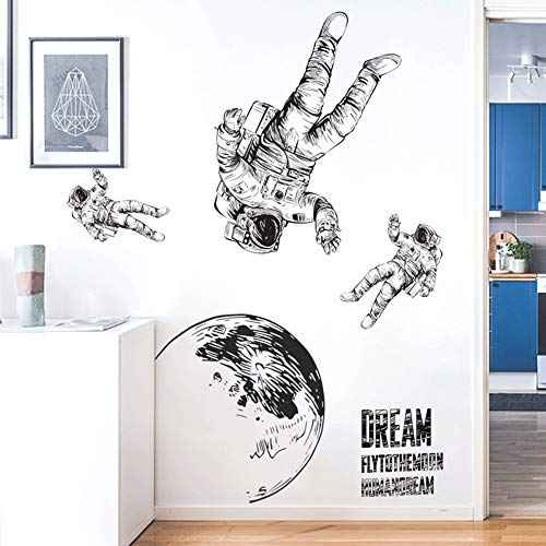 Astronaut Wall Sticker Removable Large Spaceman Wall Decal Nursery Decor Gift for Kids Boy Girl Bedroom Art Home Decoration Mural Interior Design