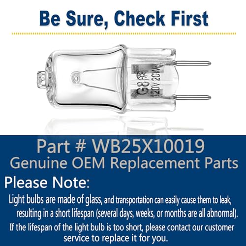 4-Pack 20W 120V G8 Bi-Pin Microwave Light Bulbs for GE/Samsung/Kenmore WB25X10019