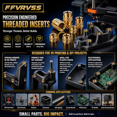 600+7Pcs Brass Threaded Inserts M2-M6 Kit with Tools for 3D Printing
