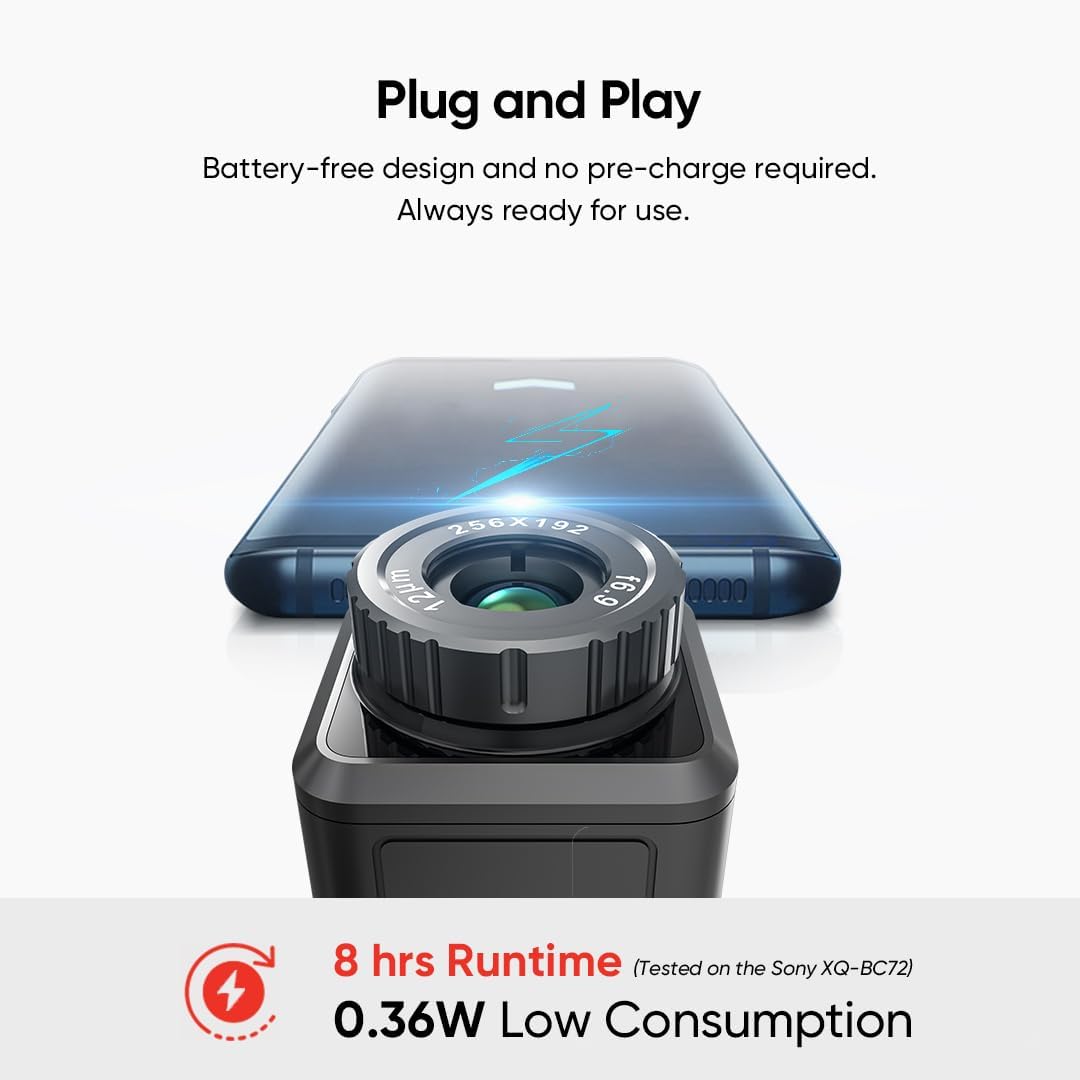 HIKMICRO Mini2Plus Thermal Camera USB C, 256 x 192 IR Resolution, Thermal Imaging Camera Android 25Hz Refresh Rate, Manual Focus, Thermal Imager 49,152 Pixels, -4°F to 622°F(not for iPhone)