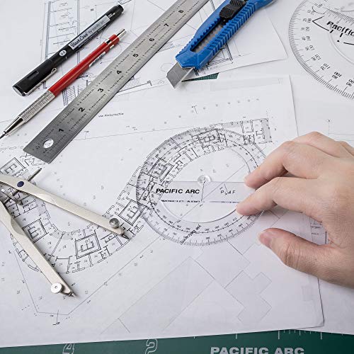 Pacific Arc 4-Inch 360° Protractor - Clear Plastic, Easy Read Graduations, Pocket Size