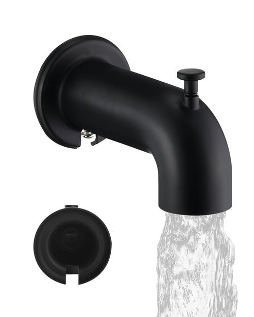 LOCALAND Extra Long Tub Spout with Diverter, Fits for 1/2" IPS Threads,Matte Black