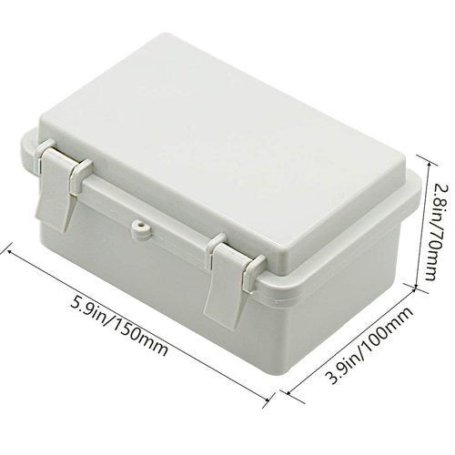 Zulkit IP65 Waterproof ABS Plastic Electrical Box - Hinged Shell, 2 Cable Glands, 5.9 x 3.9 x 2.8 inch
