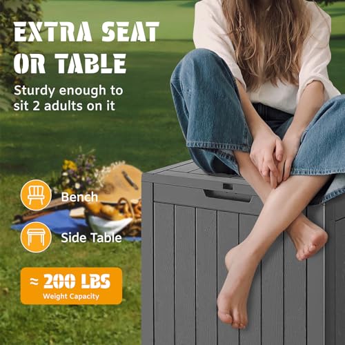 NUNU LAB 35 Gal Outdoor Waterproof Lockable Deck Box - Black, Striped