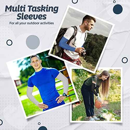 KUHNMARVIN 2 Pairs Arm Sleeves Compression UV Protection Cooling Sun Sleeves Tattoo Cover Up Basketball Arm Sleeves Football