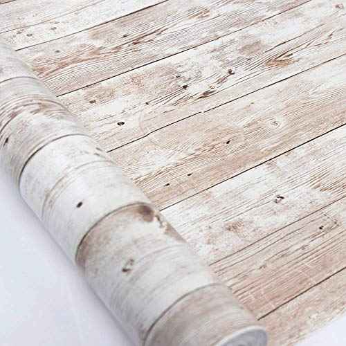 DWIND Vinyl Vintage Self Adhesive Wallpaper Wood Removable Peel and Stick Wallpaper Stick On Kitchen Cabinet Bedroom Livingroom