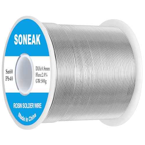 60/40 Tin Lead Solder Wire, Reliable Wire Soldering for Electronics, Plumbing, and DIY Projects (0.8mm 500g)