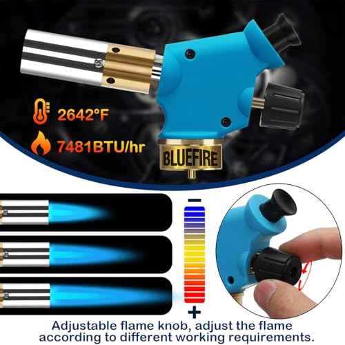 BLUEFIRE propane torch Handy Torch Head Push Button Trigger Start Nozzle Torch Fuel Propane MAPP MAP PRO Gas Cylinder blowtorch is suitable for welding Soldering Brazing Cooking Glass Beads DIY(torch)