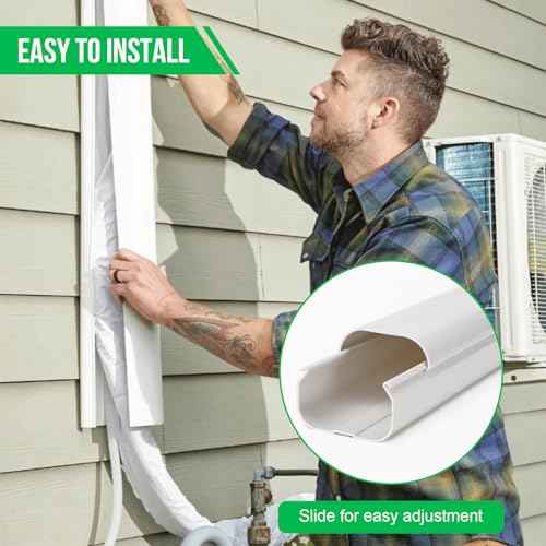 3" W 22.5Ft L Mini Split AC Line Cover Kit Decorative PVC Tubing Pipe Cover Set for Center Air Conditioner&Heat Pumps Systems (3" W 22.5ft L/White)