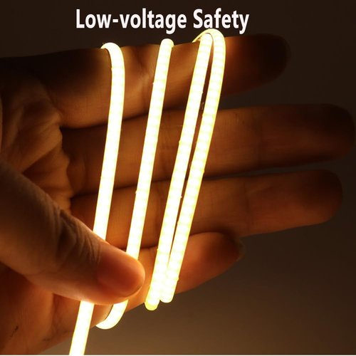 Boarda-Lighting Ice Blue COB LED Strip,12V 3mm 400LEDs/m RA>90 High CRI Tape Light, Cuttable Flexible,16.4FT 2000LEDs IP30 COB LED Light for Indoor House Kitchen Room Decor