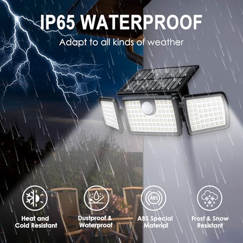 MIHANI 2 Pack Solar Flood Lights Outdoor, 2500LM Motion Sensor Security Lights with 270° Wide Angle, Waterproof IP65, 3 Heads for Yard & Patio