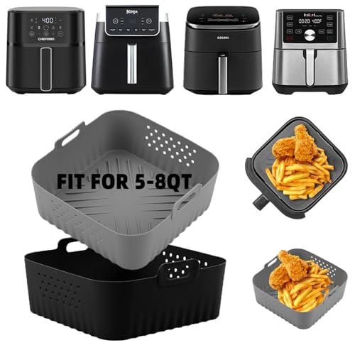 LYHOLKEER 2-Pack Silicone Air Fryer Liners for 5-8QT COSORI Ninja Instant Pot Vortex Plus