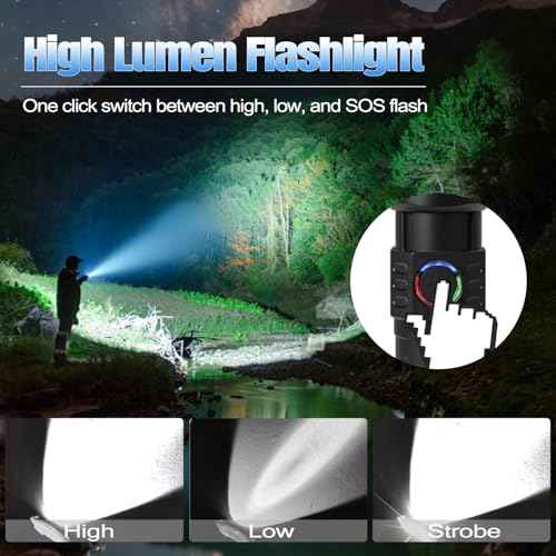 Tactical Flashlights Torch High Lumens Rechargeable, 3 Modes Led Waterproof Zoomable Linternas Handheld Small Flashlight, Adjustable Brightness Flash Light for Hurricane/Home/Emergency (2 Pack)