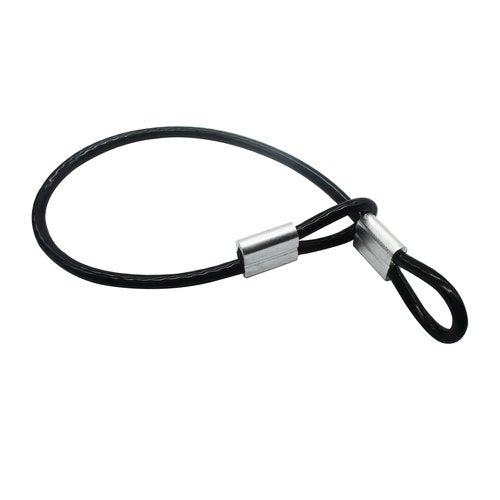 Floyutin 10 Pcs 5mm Wire 12 inch Vinyl Coated Stainless Steel Cable with Loops Short Wire Rope Lanyard Lock Security Chain Link for Outdoor Gates, Black(5mm x 12 inch)