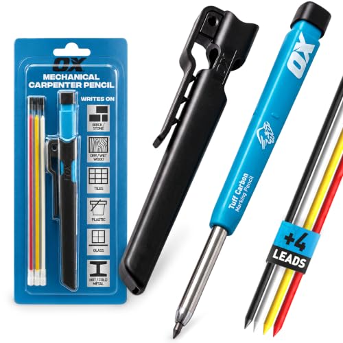 OX 2.8mm Mechanical Carpenter Pencil Value Pack with 4 Leads & Sharpener