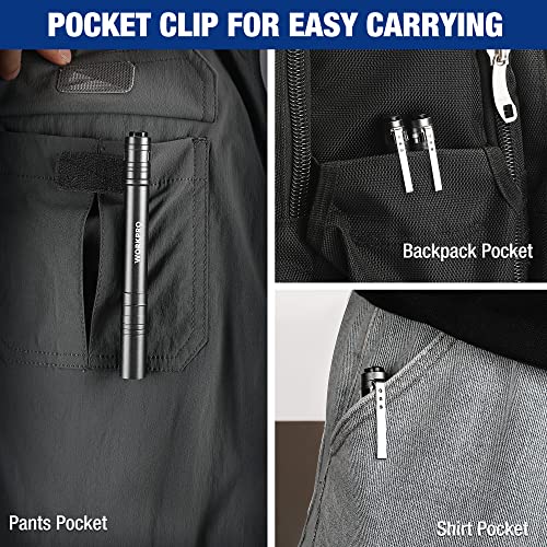 WORKPRO Gray LED Pen Light 4-Pack Aluminum Pocket Flashlights with Clip