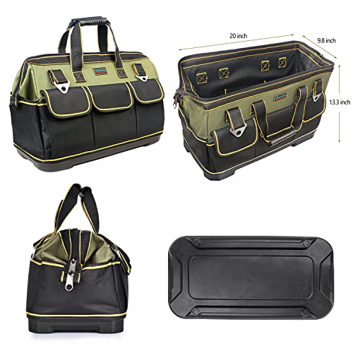 Tool Bag, Ounic 20 Inch Large Tool Bag Heavy Duty With Wide Mouth and Waterproof Strong Molded Base, Heavy Duty Tool Bags Organizer with Adjustable Shoulder Strap Specially Designed for Various Tools