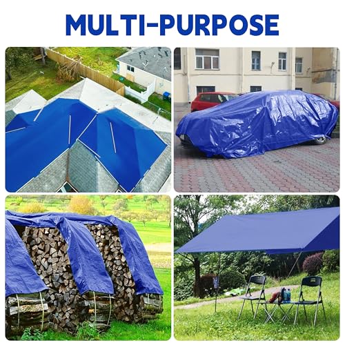 MVPNET 20x30ft Tiger Waterproof UV-Resistant Blue Tarp, 5mil Multipurpose Cover