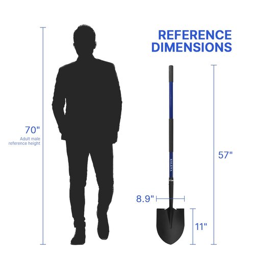 KOLEIYA Shovel,Shovels for Digging Heavy Duty with Fiberglass Handle,Spade Shovel for Gardening Trenching Planting Transferring,57 inches,Blue