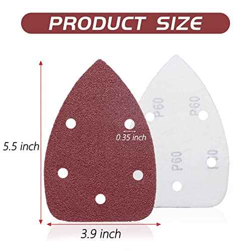 ZEHIQ Mouse Sander Sandpaper, Palm Mouse Sander Pads, Detail Sandpaper Assortment 40 60 80 120 240 320 Grits for Wood Furniture, Metal (60Pcs)