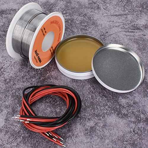 AccEncyc Solder Core Wire and Rosin Paste Flux Kit Tin Lead Rosin Core Solder Wire & Rosin Paste Flux for Electrical Soldering 60-40 (0.8mm, 50g)